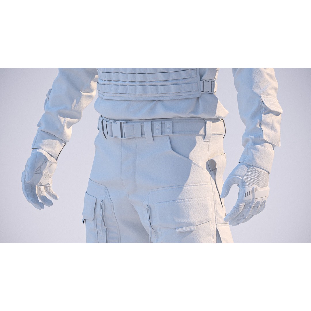 Soldier Outfit 3D Model – Marvelous Designer Tactical Clothing, FBX - View 20