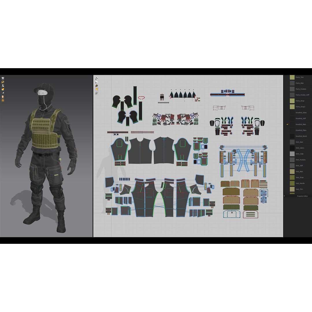 Soldier Outfit 3D Model – Marvelous Designer Tactical Clothing, FBX - View 3