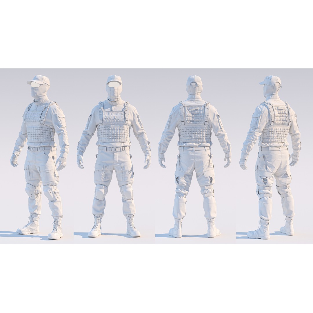 Soldier Outfit 3D Model – Marvelous Designer Tactical Clothing, FBX - View 5
