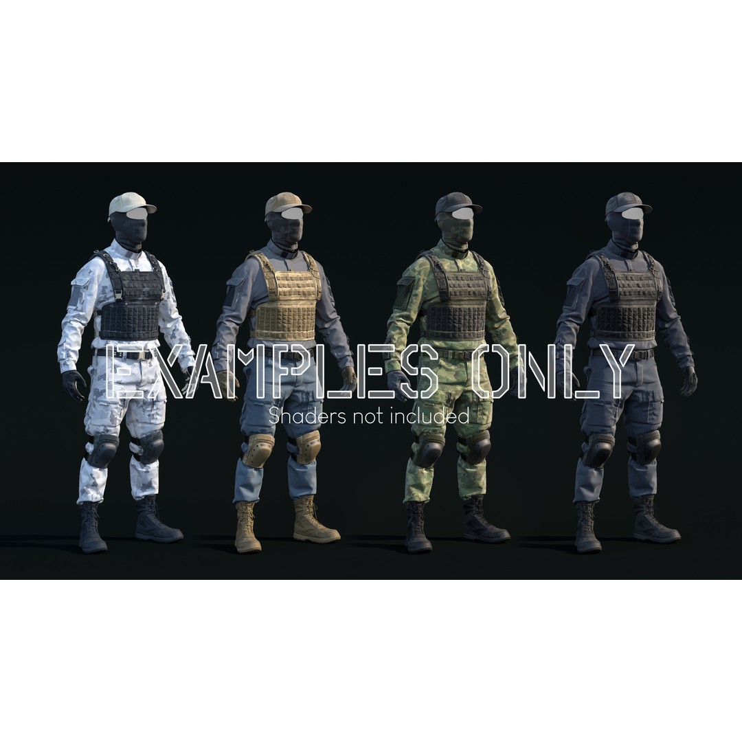 Soldier Outfit 3D Model – Marvelous Designer Tactical Clothing, FBX - View 7