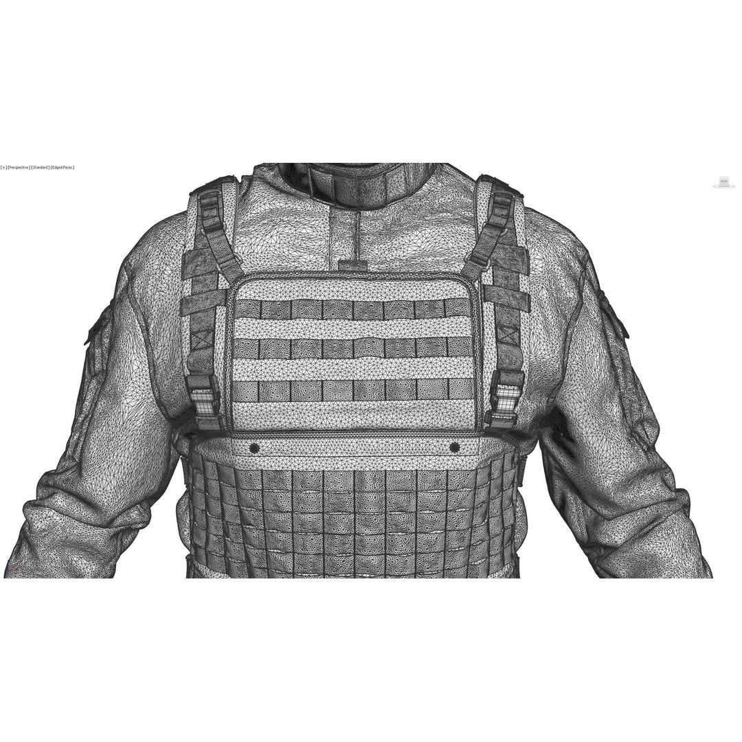 Soldier Outfit 3D Model – Marvelous Designer Tactical Clothing, FBX - View 9
