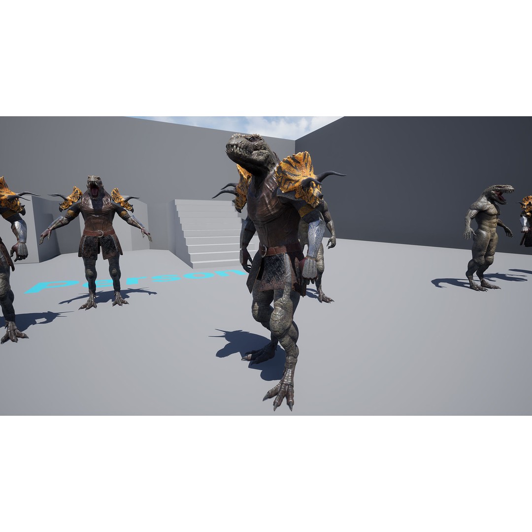 Theropod Rex Man 3D Model – Low Poly Fantasy Character, PBR Textures - View 14