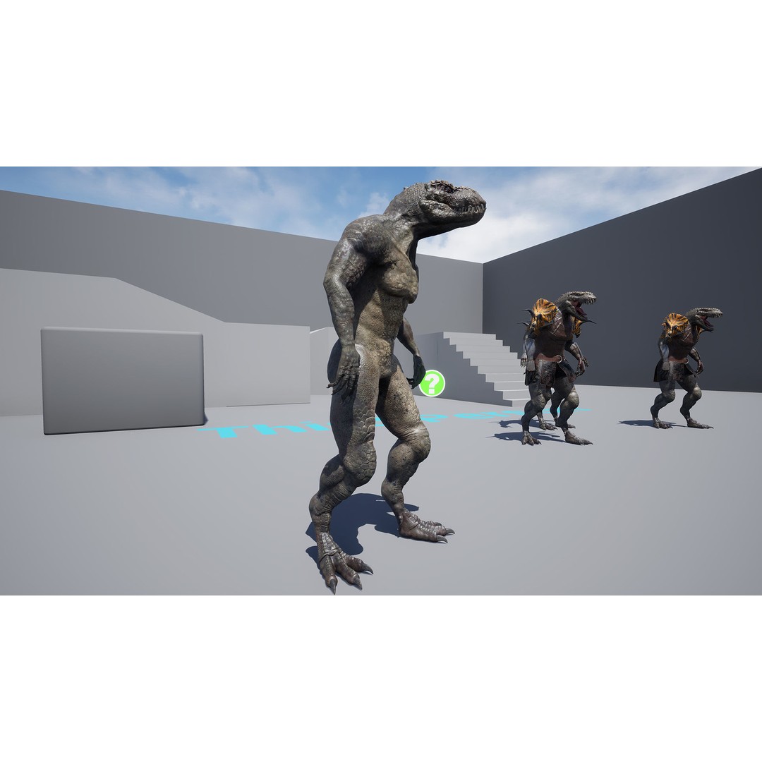 Theropod Rex Man 3D Model – Low Poly Fantasy Character, PBR Textures - View 15