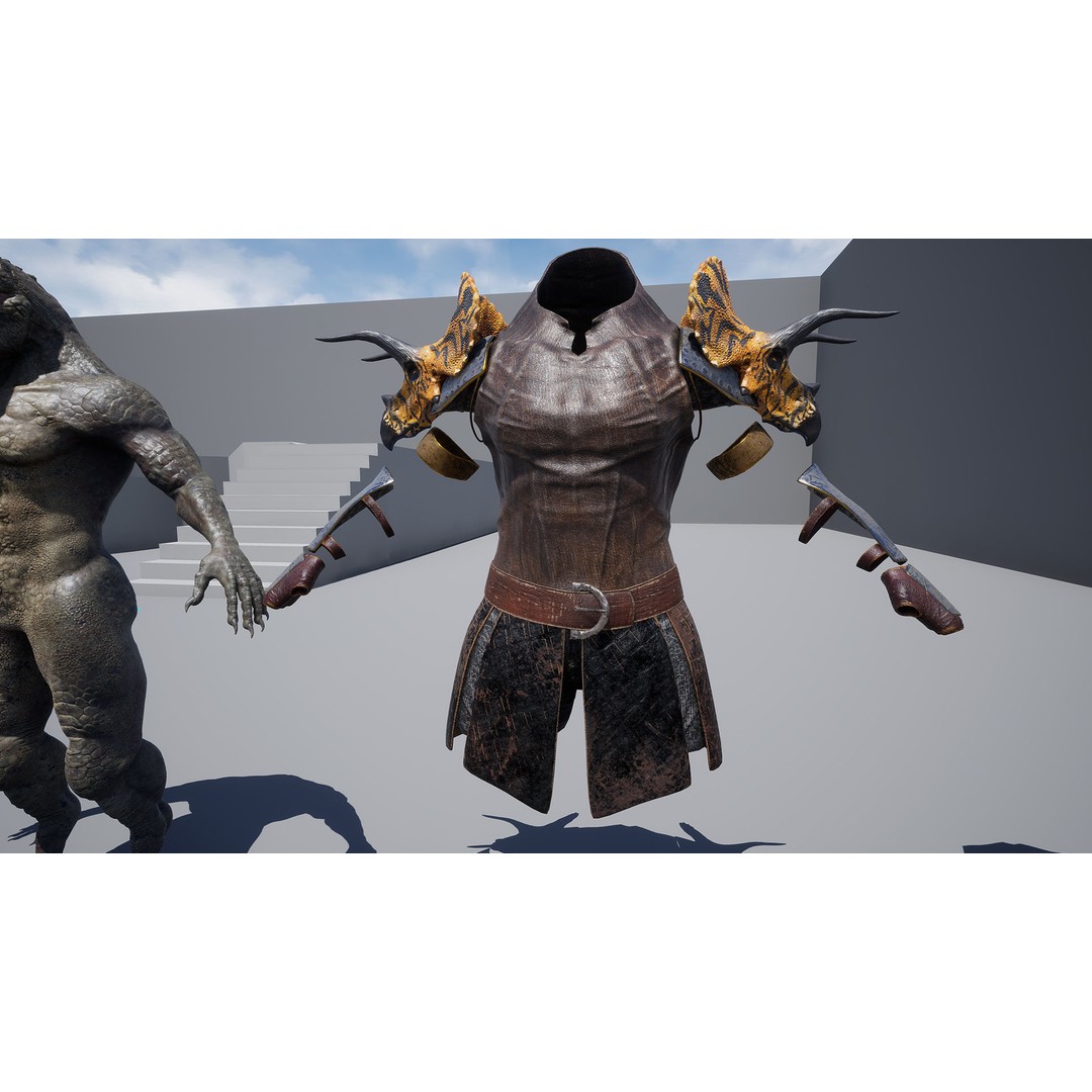 Theropod Rex Man 3D Model – Low Poly Fantasy Character, PBR Textures - View 21