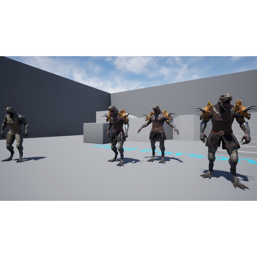 Theropod Rex Man 3D Model – Low Poly Fantasy Character, PBR Textures - View 23