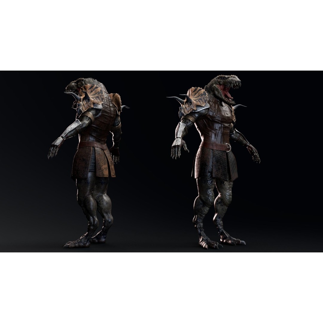 Theropod Rex Man 3D Model – Low Poly Fantasy Character, PBR Textures - View 3