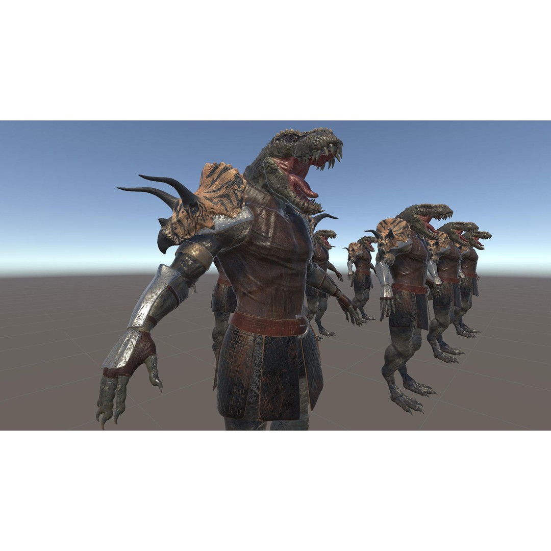 Theropod Rex Man 3D Model – Low Poly Fantasy Character, PBR Textures - View 4