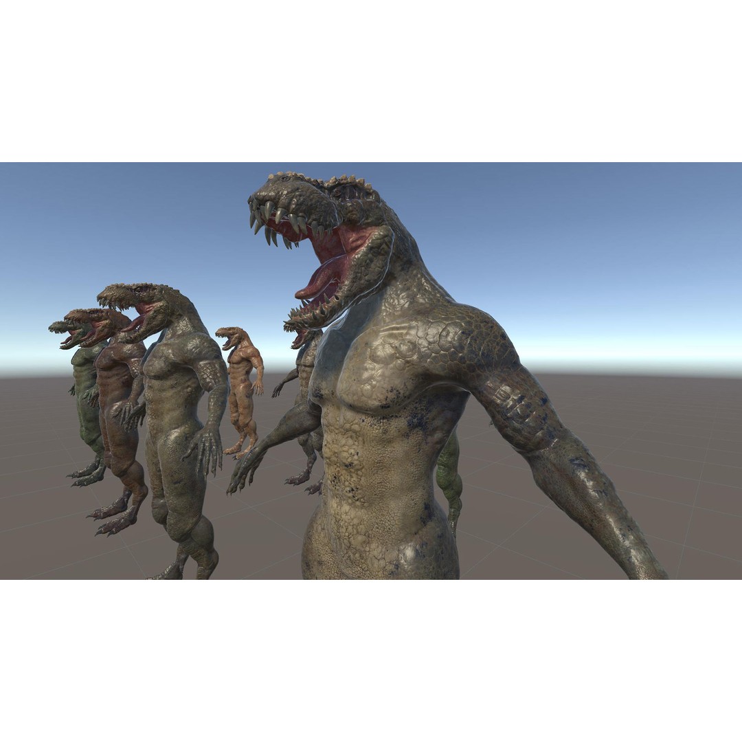 Theropod Rex Man 3D Model – Low Poly Fantasy Character, PBR Textures - View 5