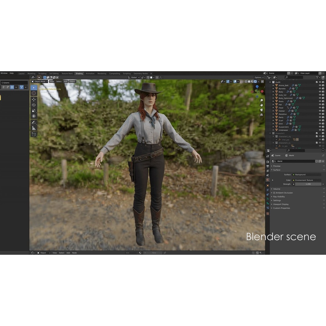 Cowboy Girl 2 3D Model – Low Poly Western Character, Game Ready