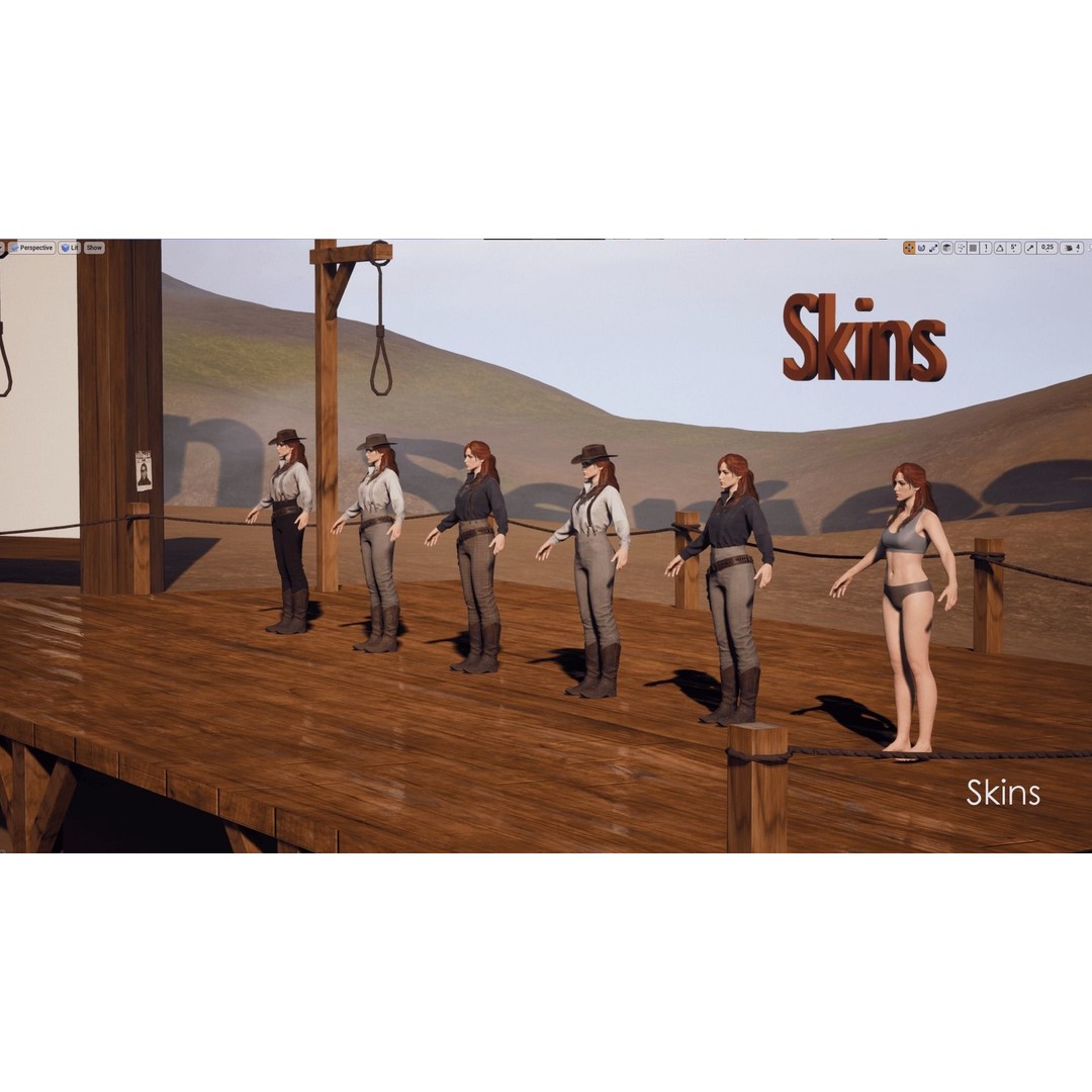 Cowboy Girl 2 3D Model – Low Poly Western Character, Game Ready - View 15