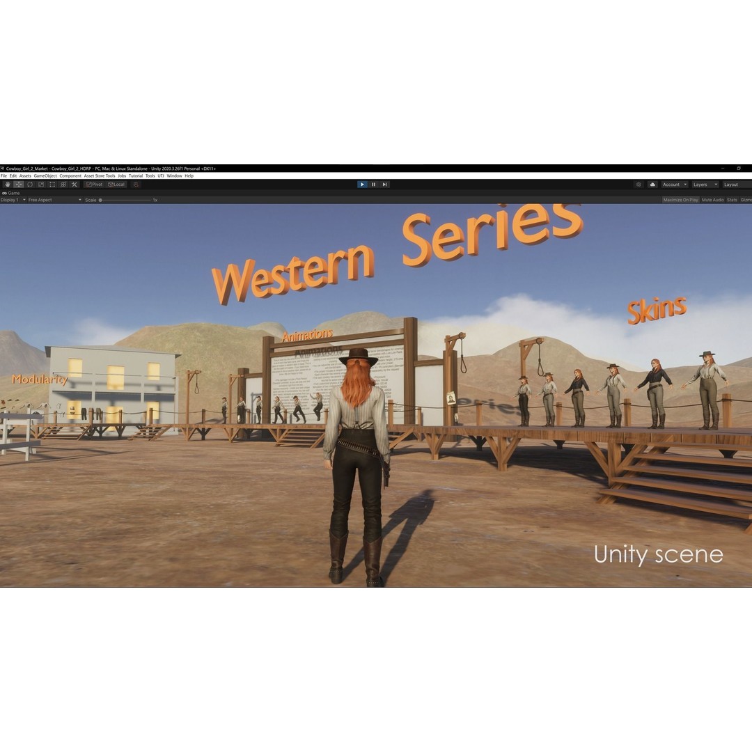 Cowboy Girl 2 3D Model – Low Poly Western Character, Game Ready - View 18