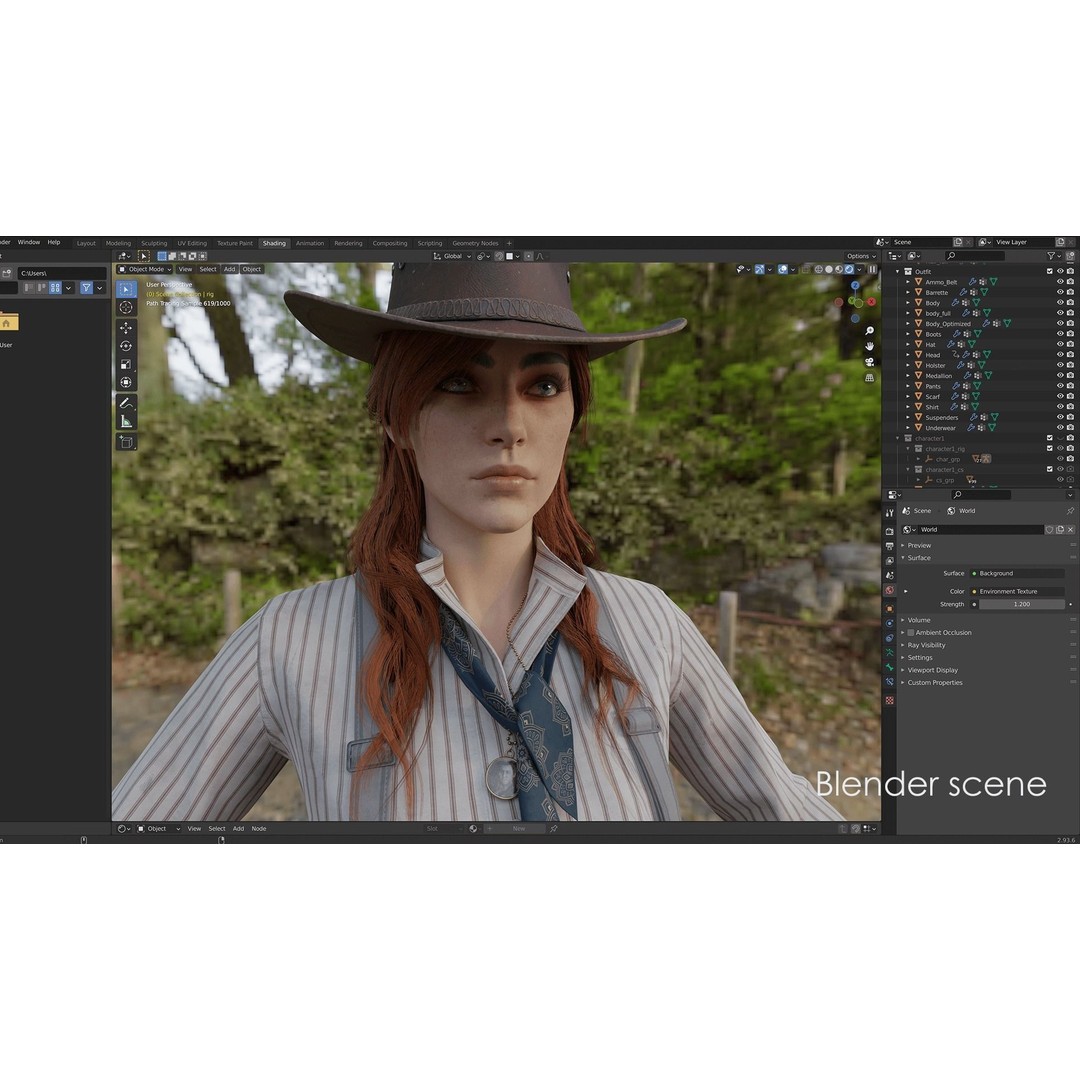 Cowboy Girl 2 3D Model – Low Poly Western Character, Game Ready - View 20
