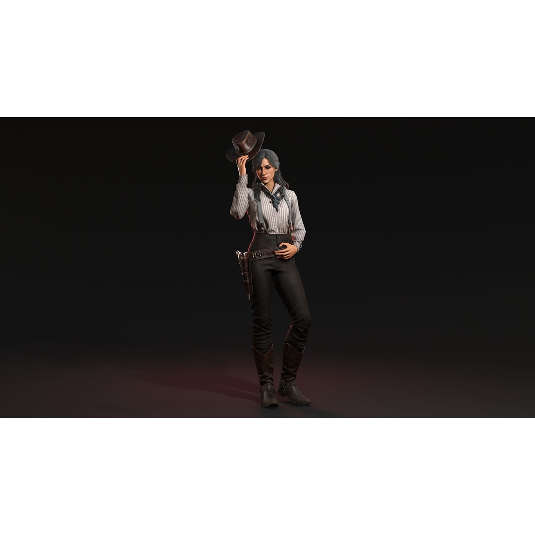 Cowboy Girl 2 3D Model – Low Poly Western Character, Game Ready - View 3