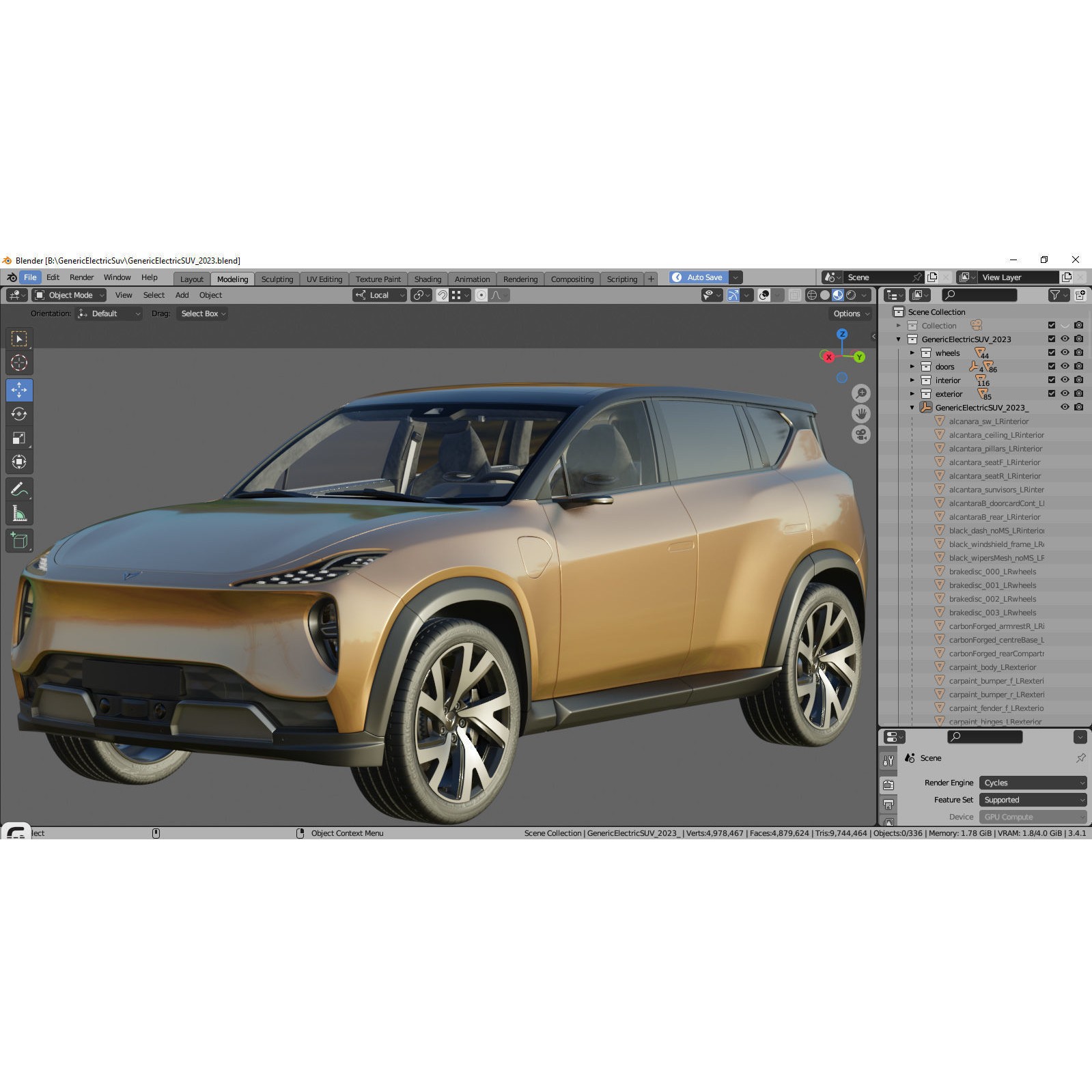 Generic Electric Modern SUV - Game-Ready 3D Model - View 40