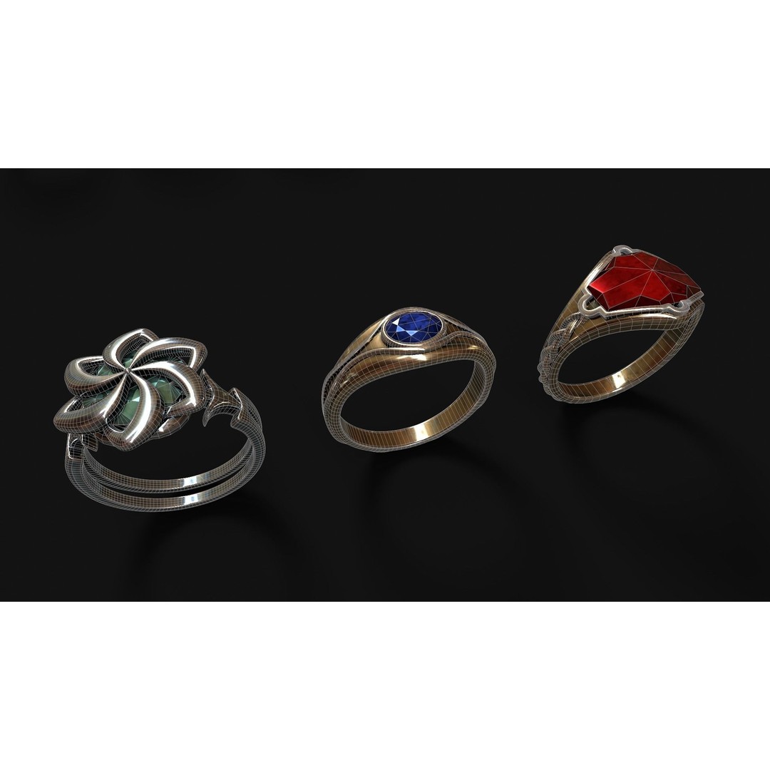 Fantasy Rings 3D Model – Low Poly Game Asset, PBR Textures, FBX - View 12