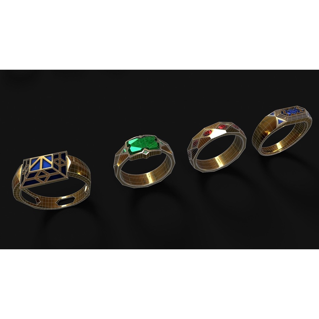 Fantasy Rings 3D Model – Low Poly Game Asset, PBR Textures, FBX - View 13
