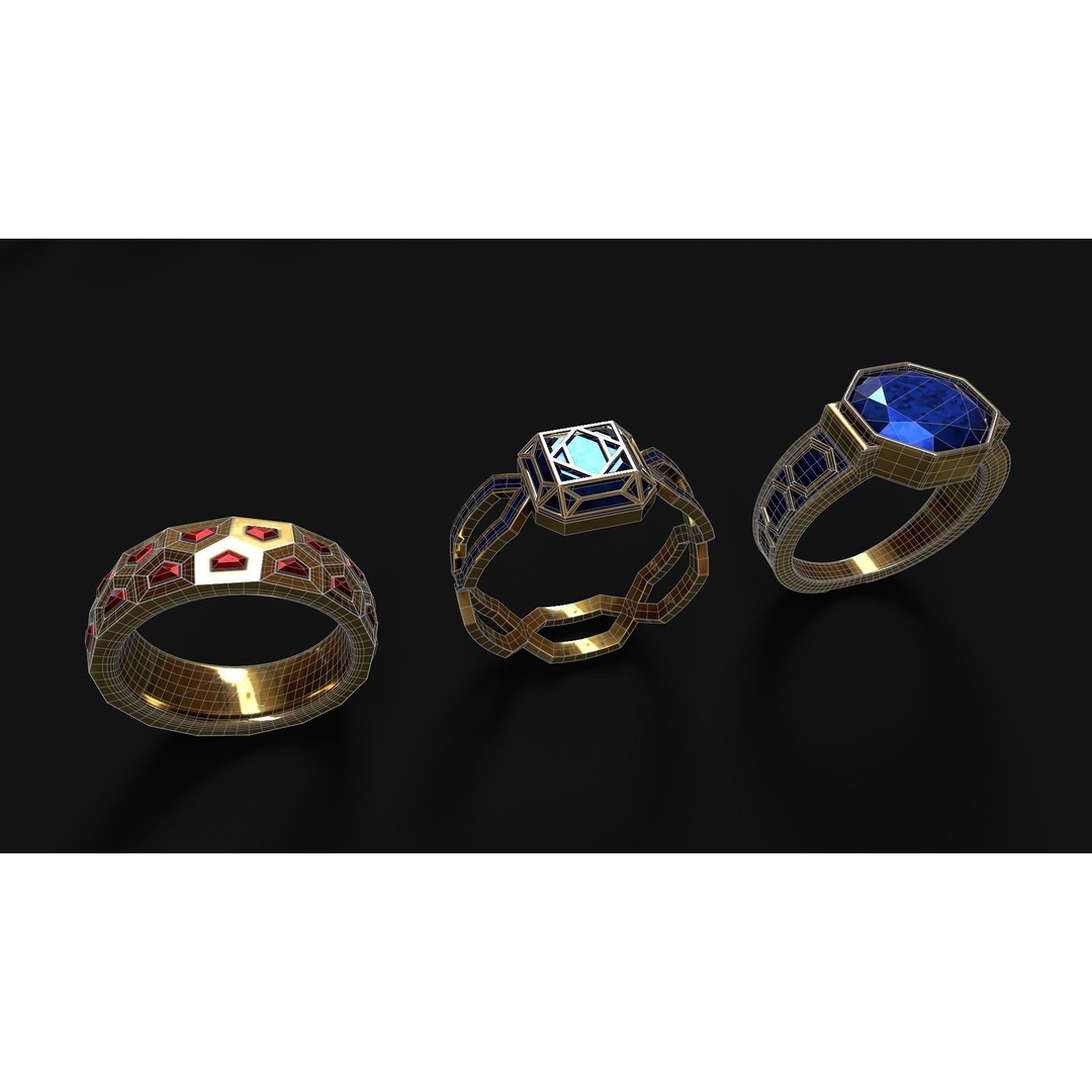Fantasy Rings 3D Model – Low Poly Game Asset, PBR Textures, FBX - View 14