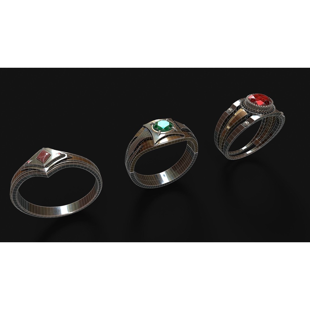 Fantasy Rings 3D Model – Low Poly Game Asset, PBR Textures, FBX - View 15