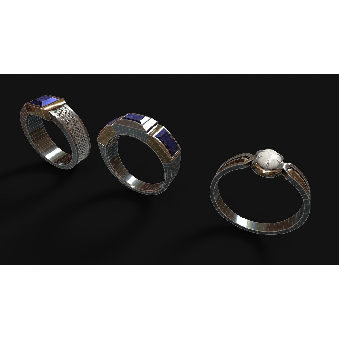 Fantasy Rings 3D Model – Low Poly Game Asset, PBR Textures, FBX - View 16