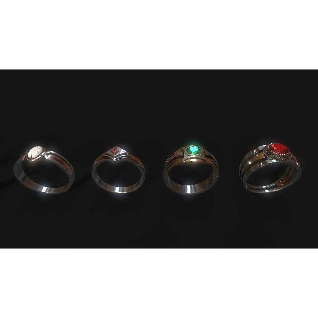 Fantasy Rings 3D Model – Low Poly Game Asset, PBR Textures, FBX - View 7