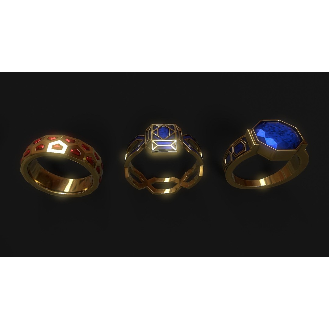 Fantasy Rings 3D Model – Low Poly Game Asset, PBR Textures, FBX - View 8