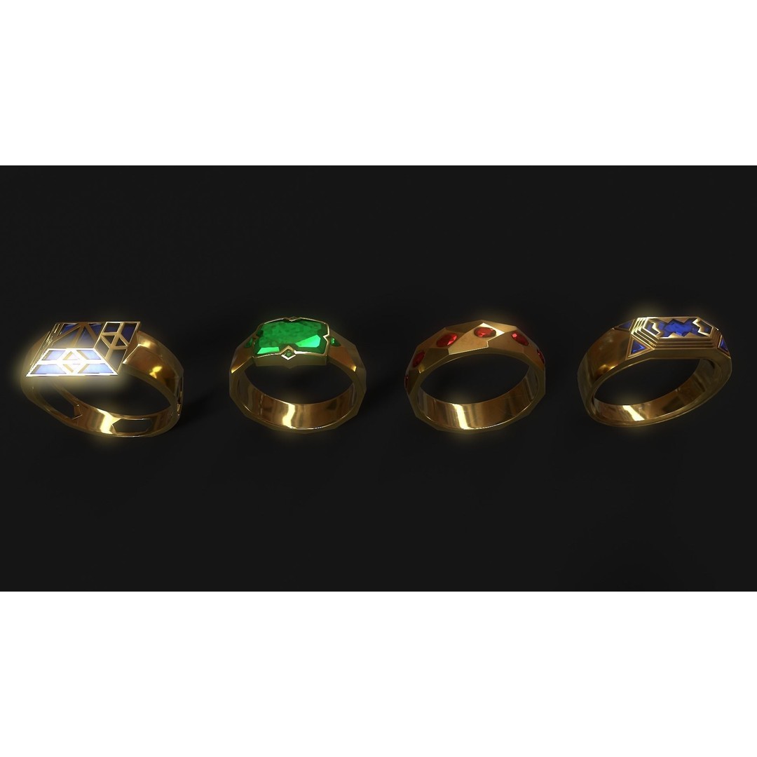 Fantasy Rings 3D Model – Low Poly Game Asset, PBR Textures, FBX - View 9