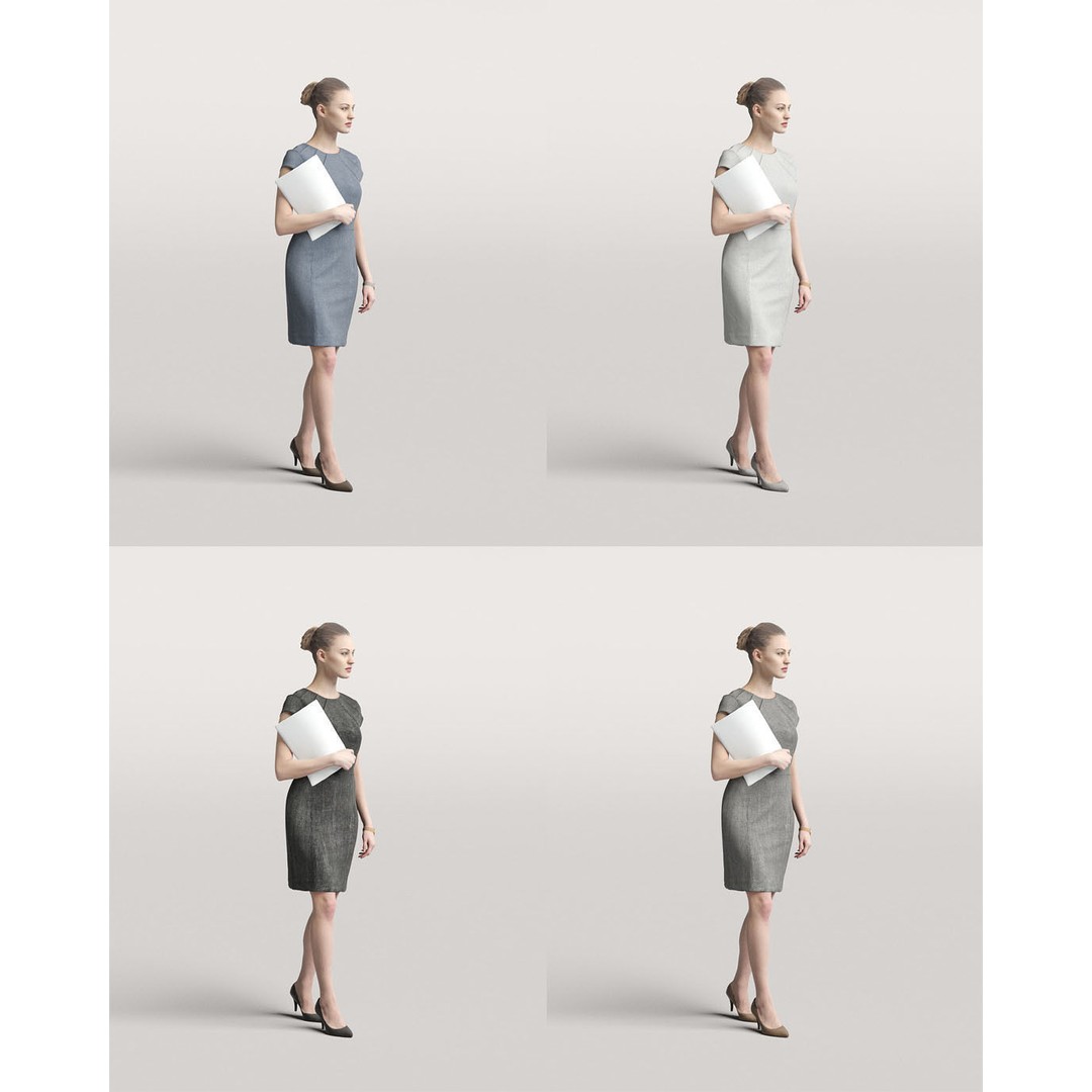 Elegant Business Woman 3D Model – Realistic PBR Asset, FBX & OBJ