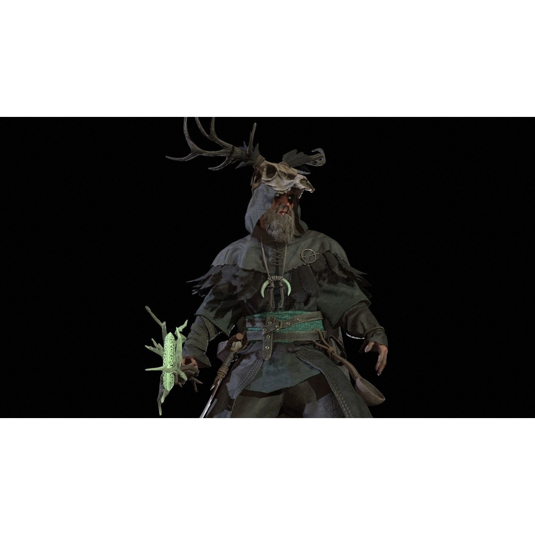 Druid 3D Model – Low Poly Fantasy Character, Rigged, FBX - View 10