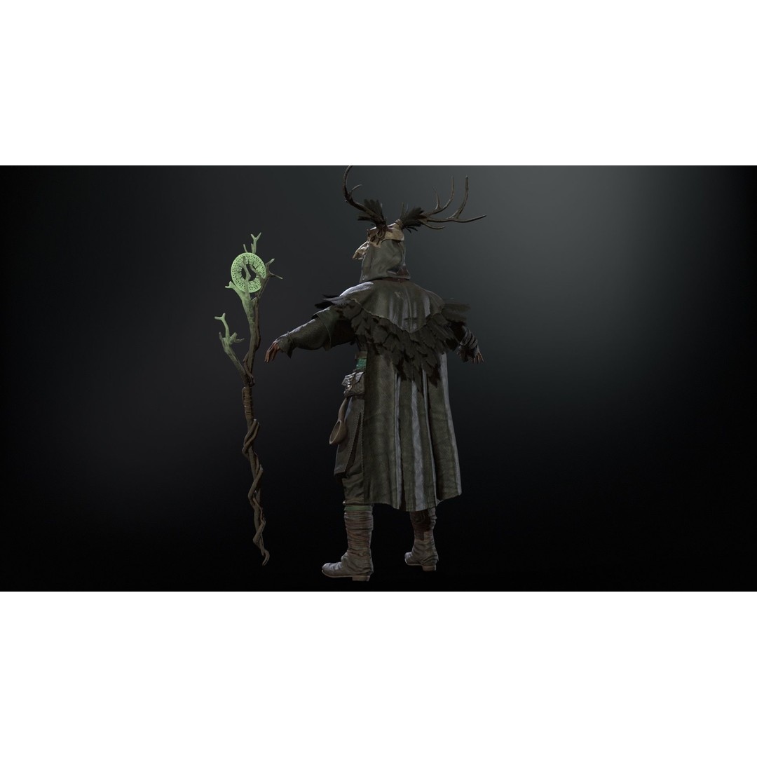 Druid 3D Model – Low Poly Fantasy Character, Rigged, FBX - View 12