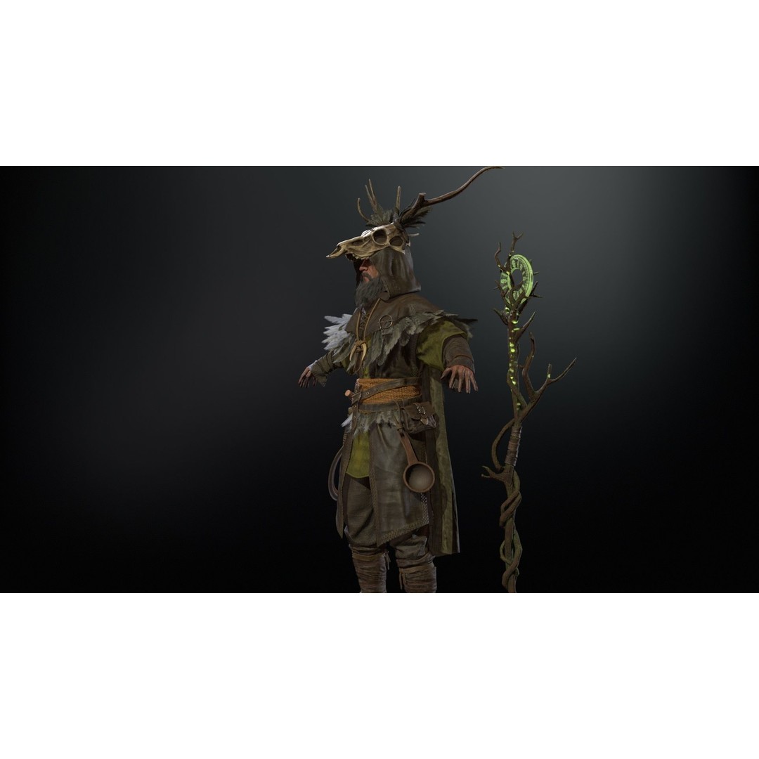 Druid 3D Model – Low Poly Fantasy Character, Rigged, FBX - View 14