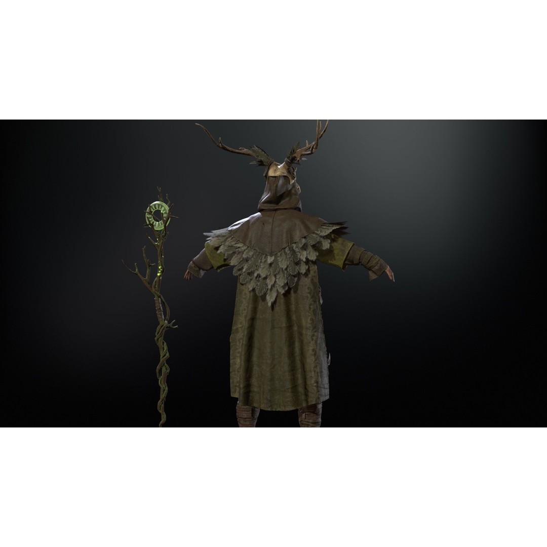 Druid 3D Model – Low Poly Fantasy Character, Rigged, FBX - View 15