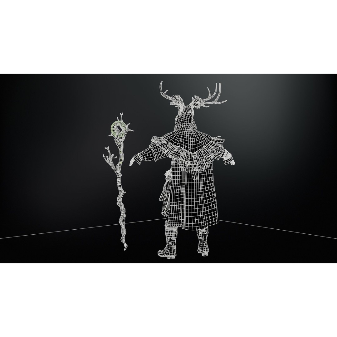 Druid 3D Model – Low Poly Fantasy Character, Rigged, FBX - View 16