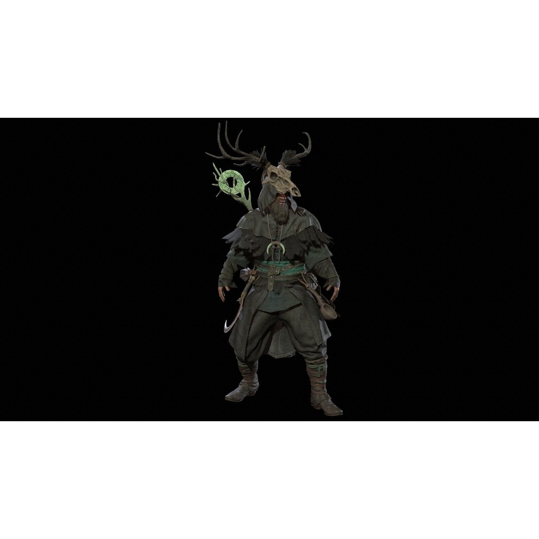 Druid 3D Model – Low Poly Fantasy Character, Rigged, FBX - View 19
