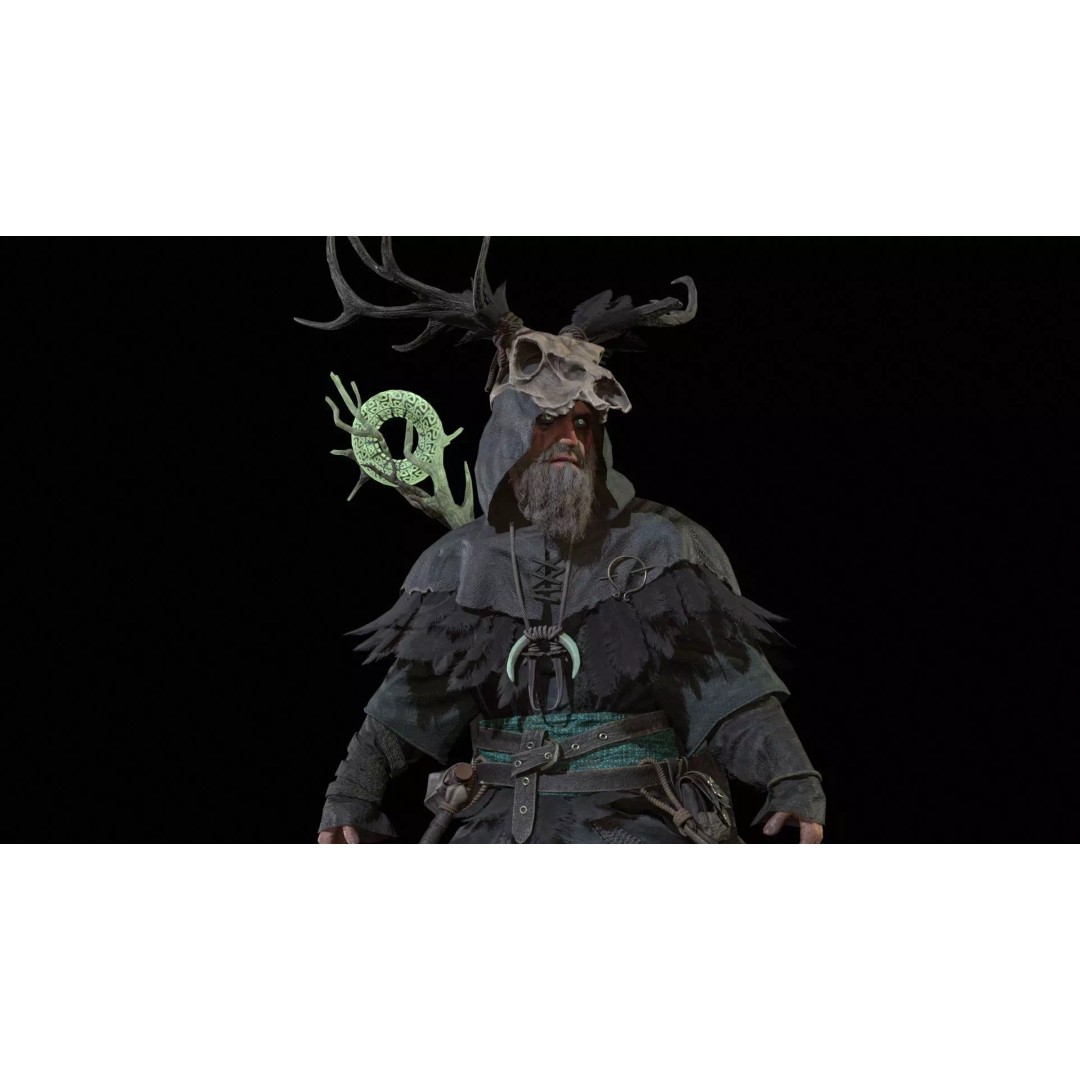 Druid 3D Model – Low Poly Fantasy Character, Rigged, FBX - View 2