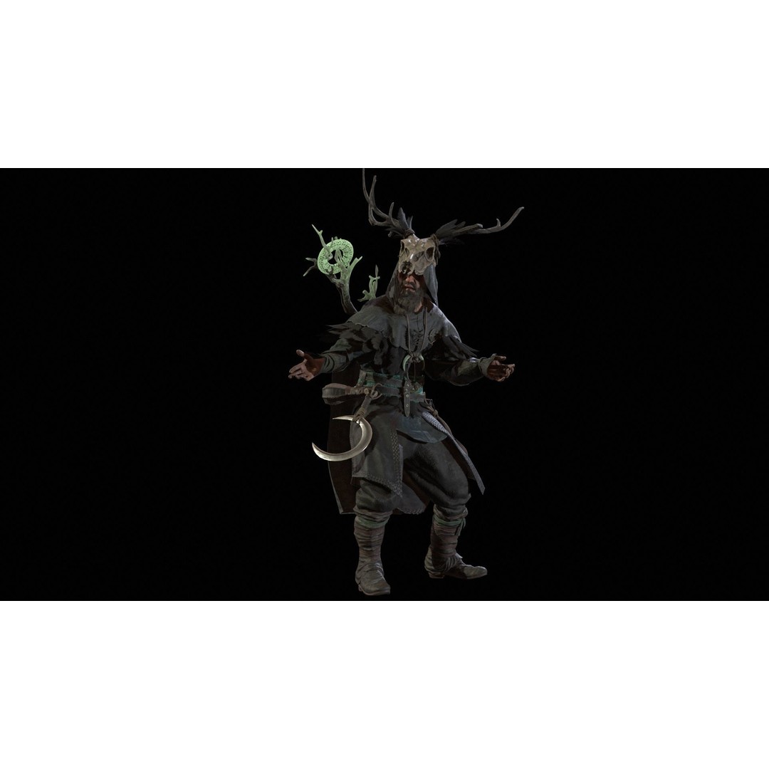 Druid 3D Model – Low Poly Fantasy Character, Rigged, FBX - View 20