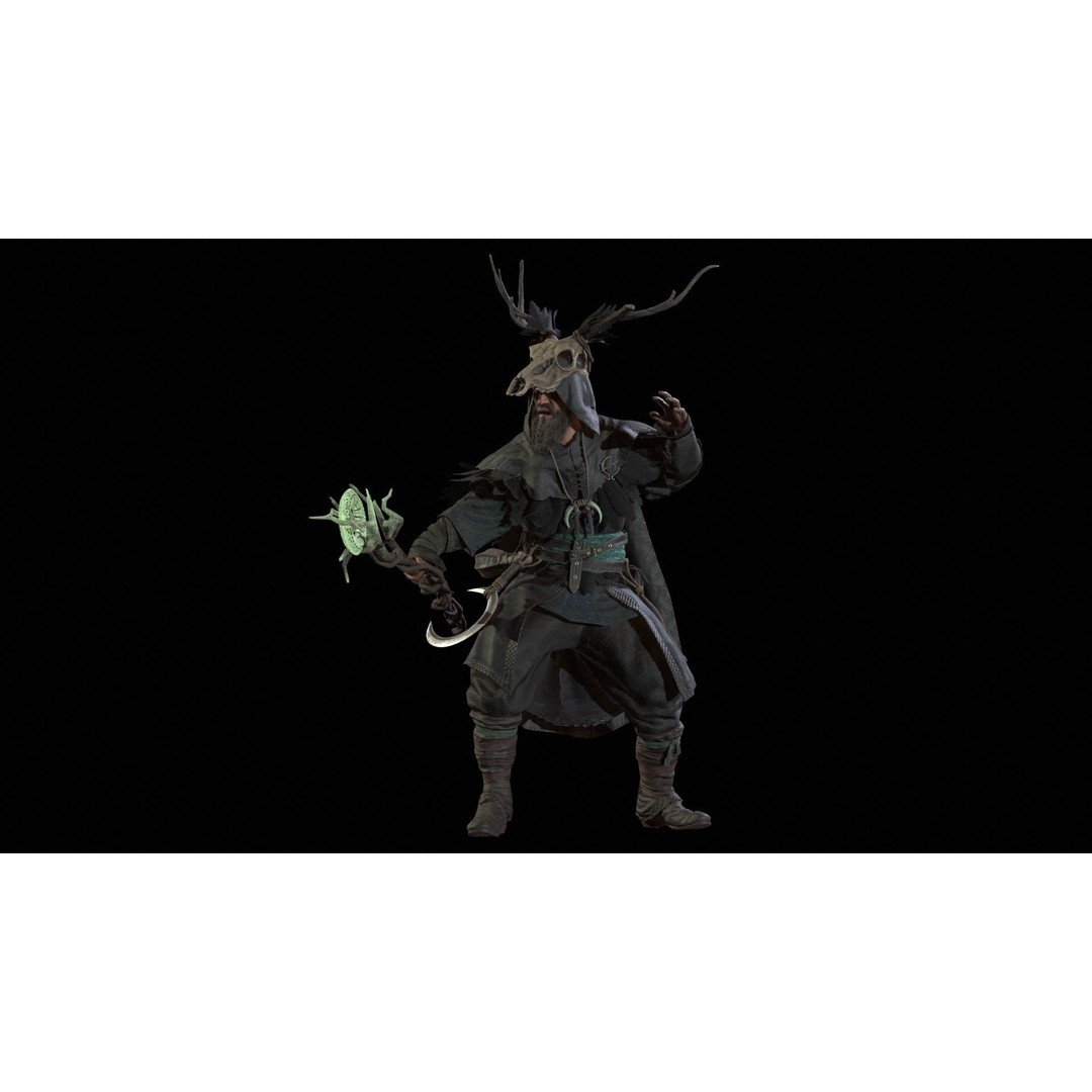 Druid 3D Model – Low Poly Fantasy Character, Rigged, FBX - View 21
