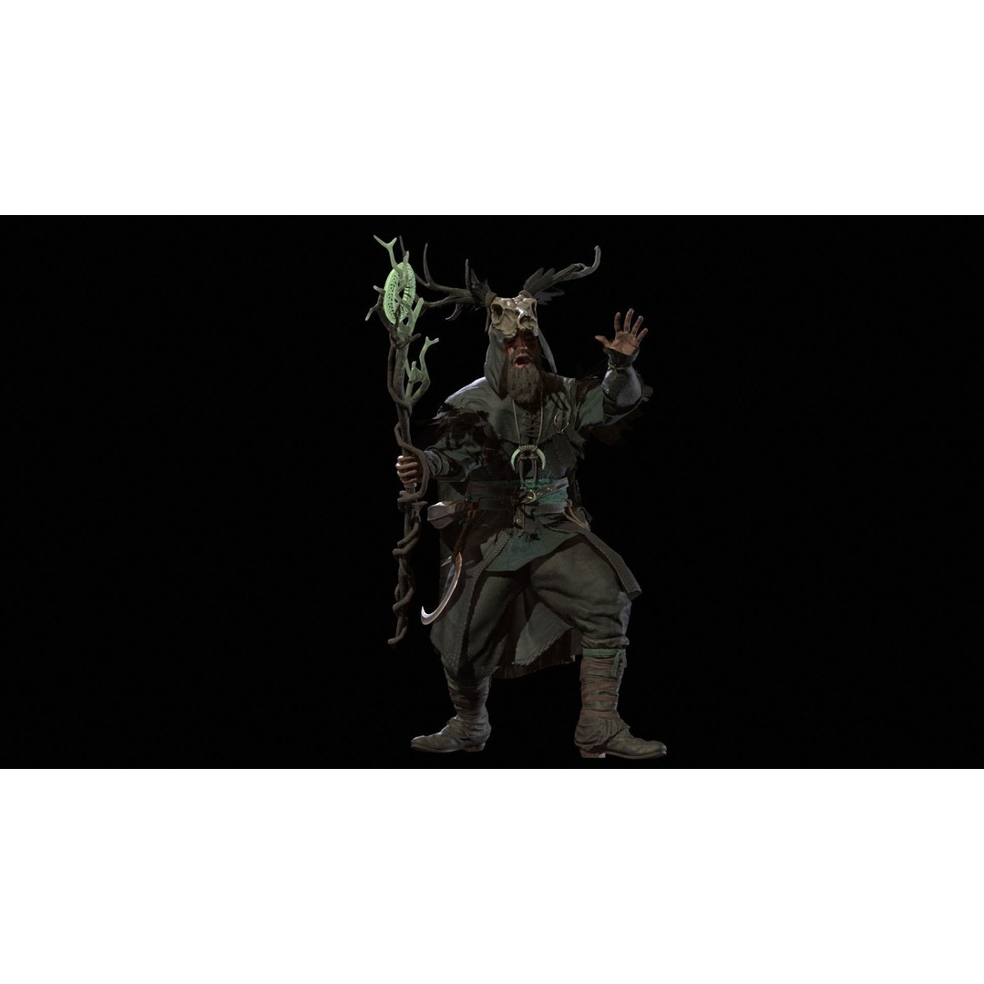 Druid 3D Model – Low Poly Fantasy Character, Rigged, FBX - View 22