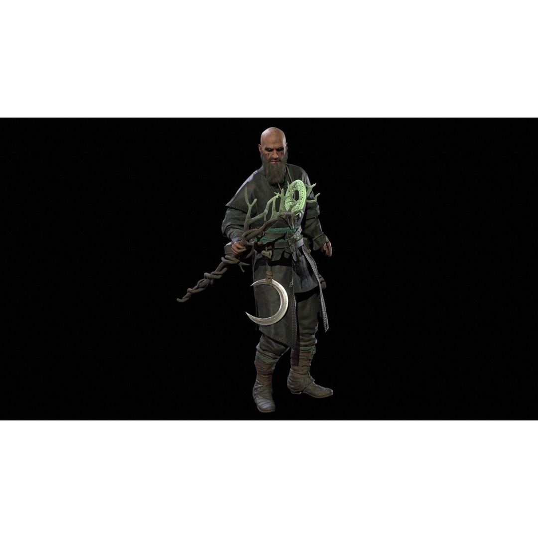 Druid 3D Model – Low Poly Fantasy Character, Rigged, FBX - View 27