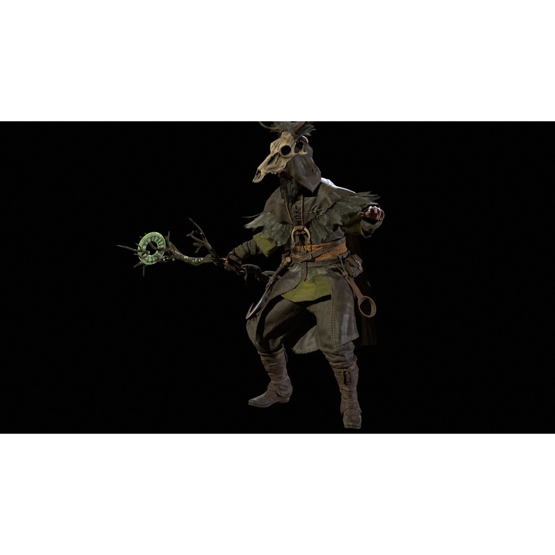 Druid 3D Model – Low Poly Fantasy Character, Rigged, FBX - View 28
