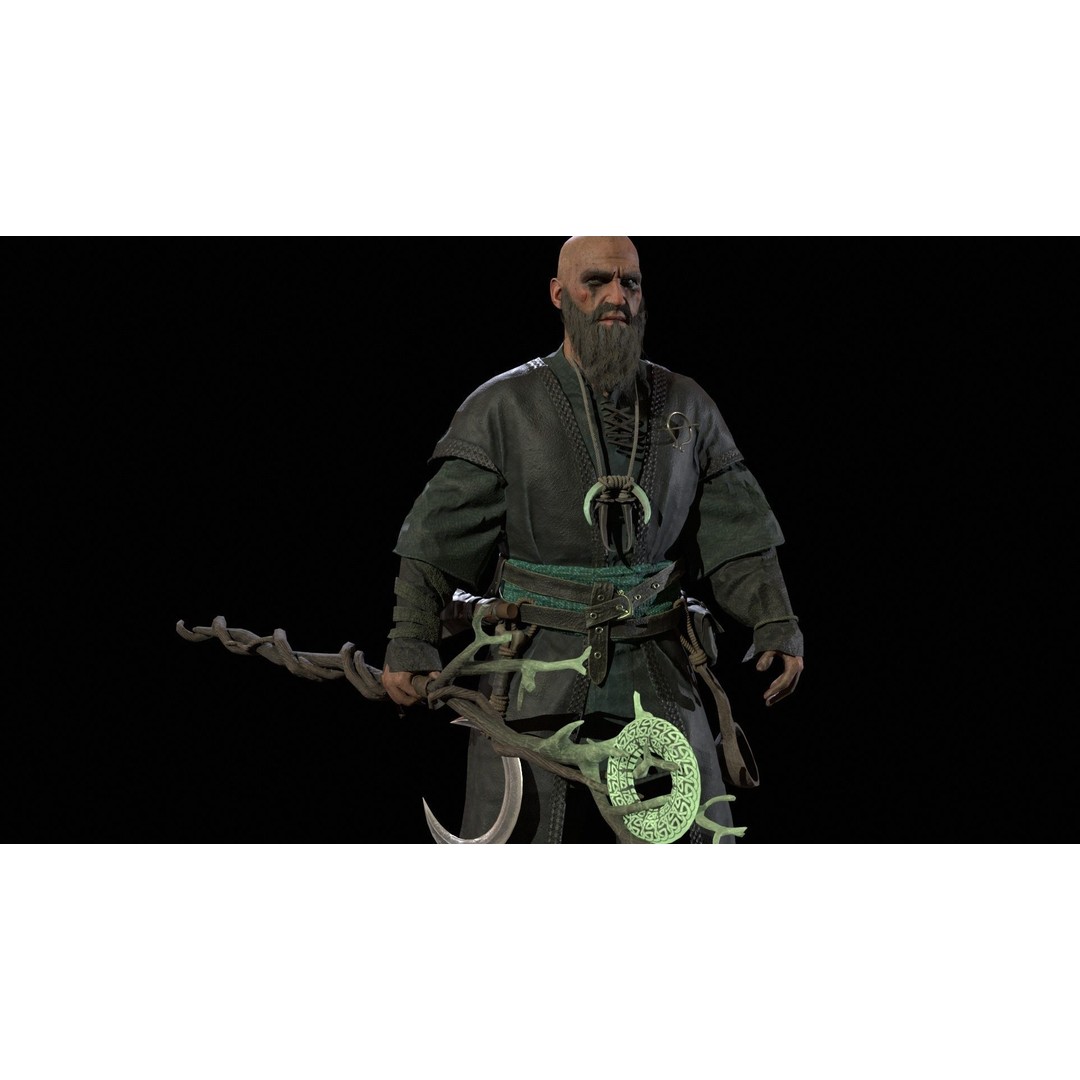 Druid 3D Model – Low Poly Fantasy Character, Rigged, FBX - View 30