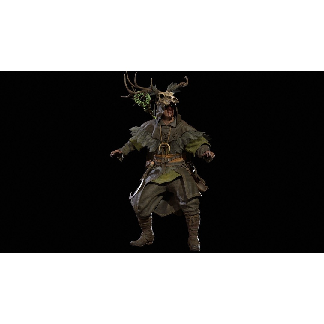 Druid 3D Model – Low Poly Fantasy Character, Rigged, FBX - View 31