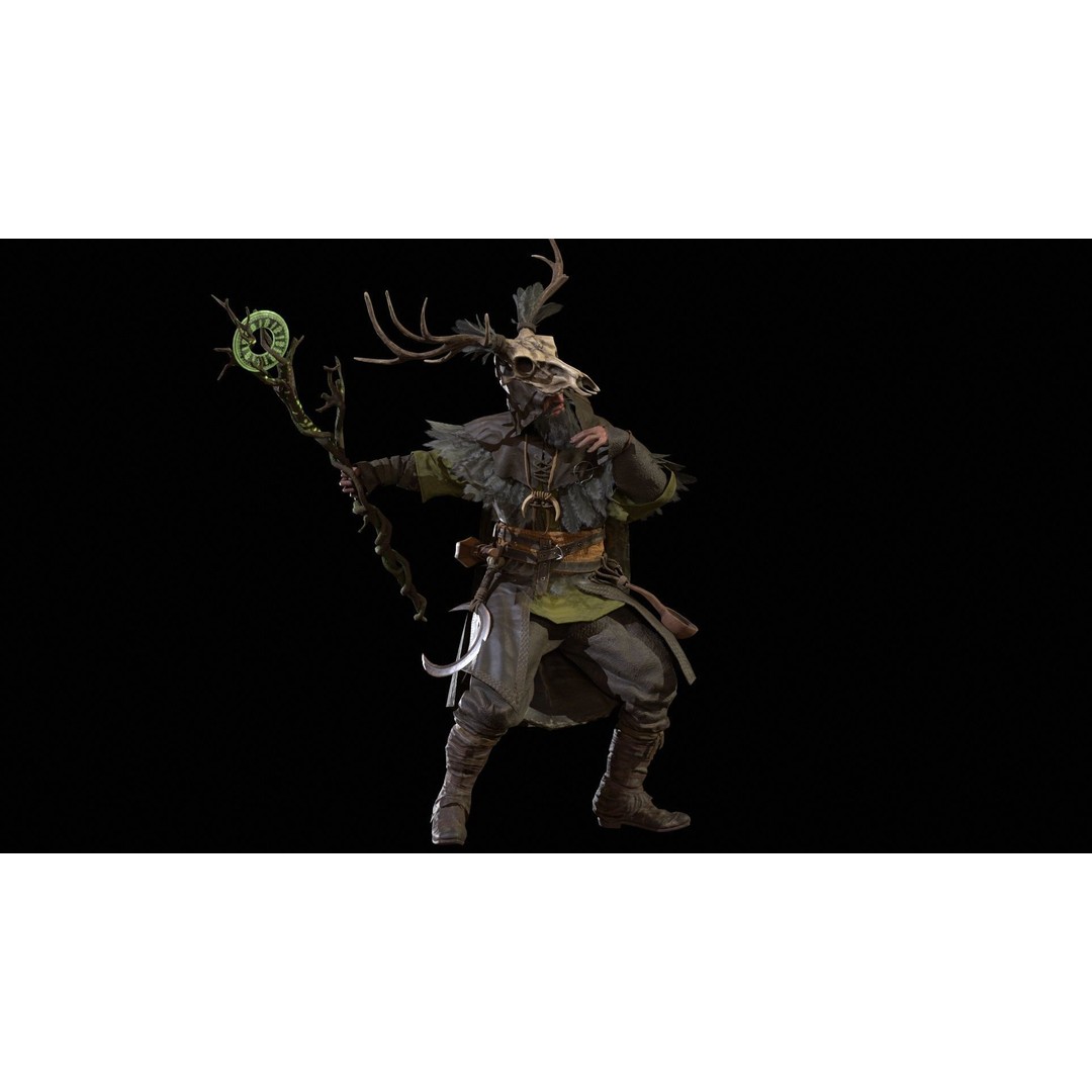 Druid 3D Model – Low Poly Fantasy Character, Rigged, FBX - View 32