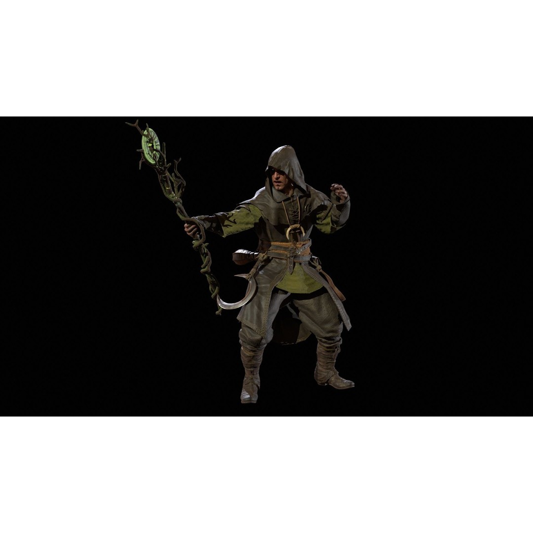 Druid 3D Model – Low Poly Fantasy Character, Rigged, FBX - View 33