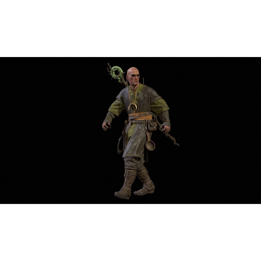 Druid 3D Model – Low Poly Fantasy Character, Rigged, FBX - View 35
