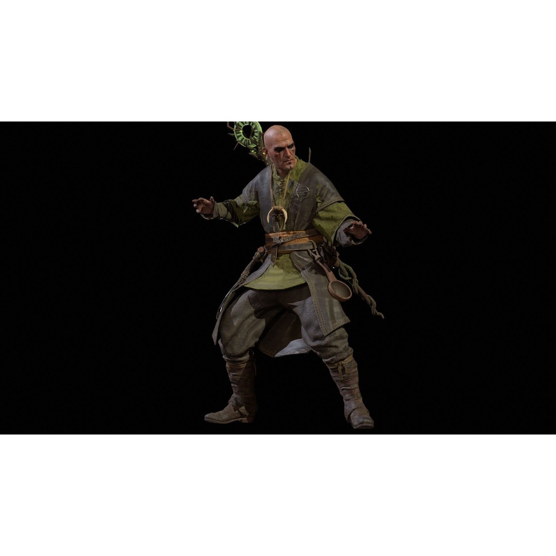 Druid 3D Model – Low Poly Fantasy Character, Rigged, FBX - View 36