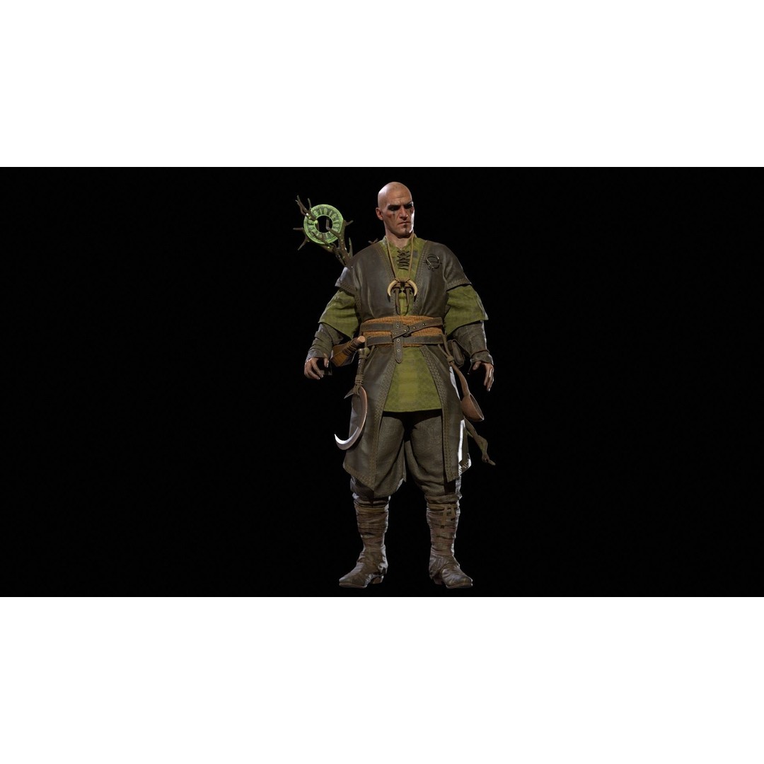 Druid 3D Model – Low Poly Fantasy Character, Rigged, FBX - View 37