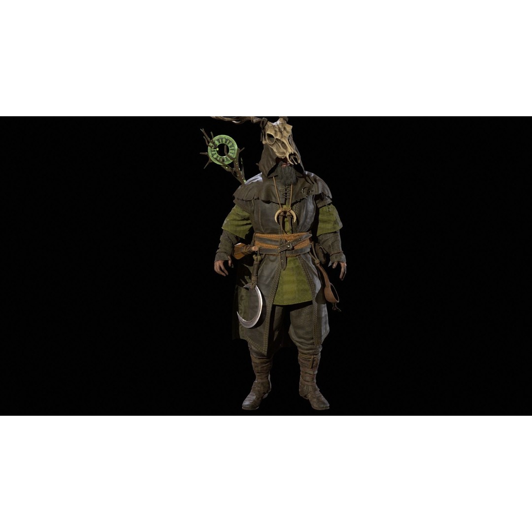 Druid 3D Model – Low Poly Fantasy Character, Rigged, FBX - View 38