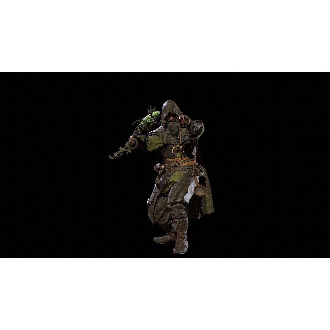 Druid 3D Model – Low Poly Fantasy Character, Rigged, FBX - View 39