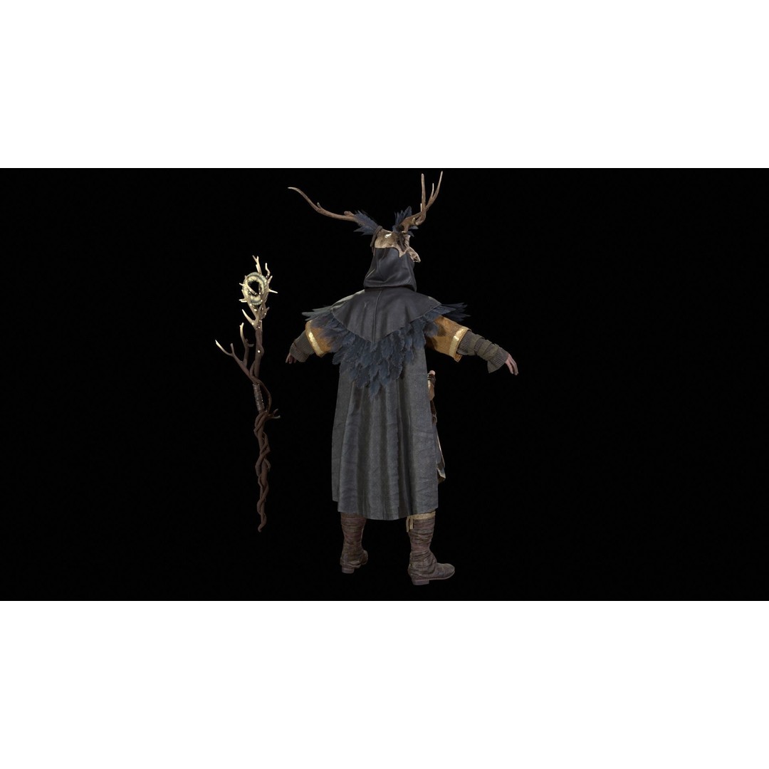 Druid 3D Model – Low Poly Fantasy Character, Rigged, FBX - View 40