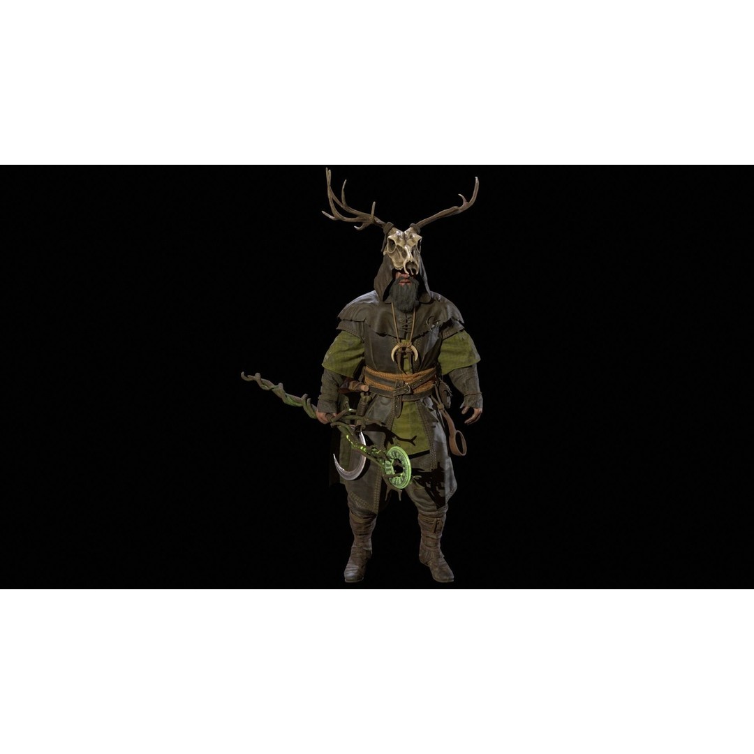 Druid 3D Model – Low Poly Fantasy Character, Rigged, FBX - View 41
